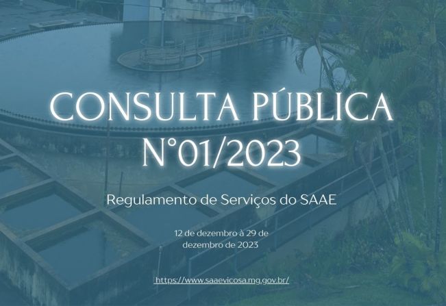 SAAE abre processo para consulta pública entre 12/12 e 29/12.