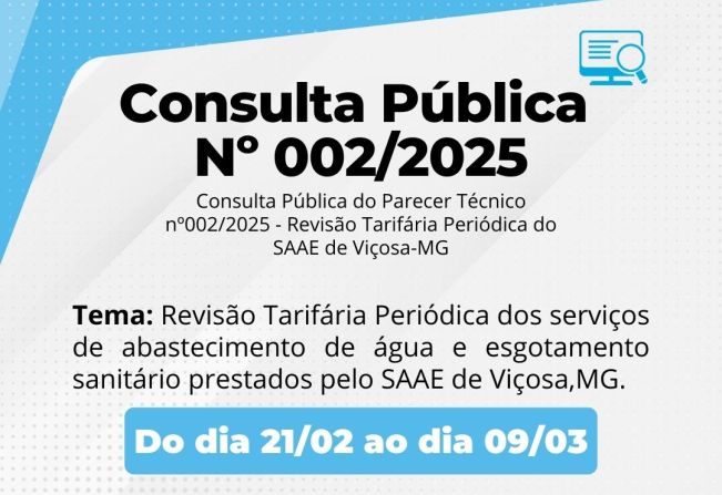 ARIS-MG abre consulta pública sobre revisão tarifária periódica
