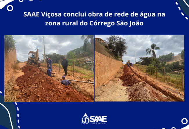 SAAE Viçosa conclui obra de rede de água na comunidade rural do Córrego São João